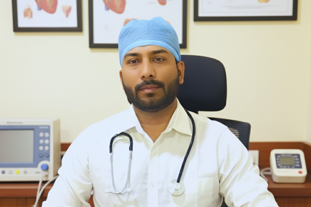 Dr. Mahesh Pandey, cardiologist at Amrut Hospital (Research & Medicentre) providing advanced heart care in Lucknow